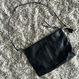 Coach black leather slim strap crossbody purse